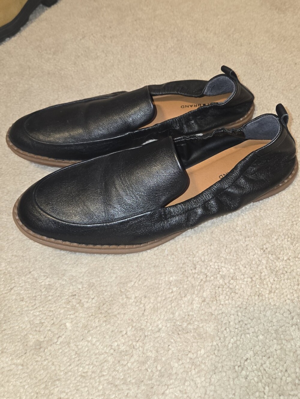 Lucky Brand Black Slip-On Leather Casual Loafers